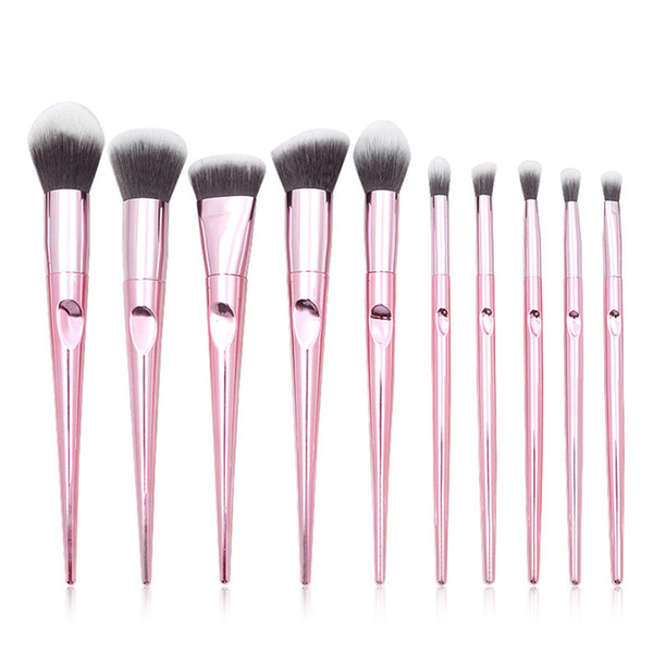 Gemtotal Diamond Makeup Brushes Set 10-Pieces Foundation Concealer Contour Blush Lip Powder Eyeshadow Eyebrow Synthetic Hair (Black)