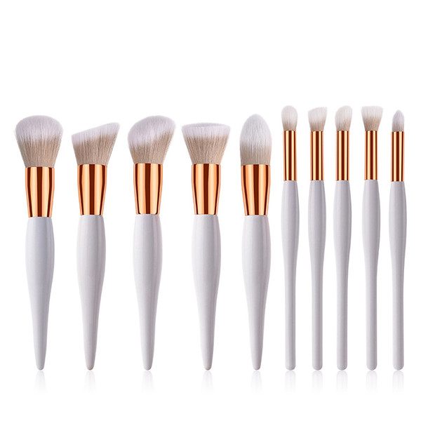 Gemtotal Professional Makeup Brushes Set 10-Pieces Foundation Concealer Contour Blush Lip Powder Synthetic Hair (White, Pink, Black)