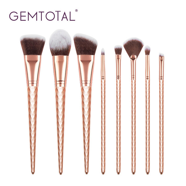 Gemtotal Makeup Brushes Set 8-Pieces Foundation Concealer Contour Powder Blush Lip Eyeshadow Eyebrow Synthetic Hair(Rosegold)