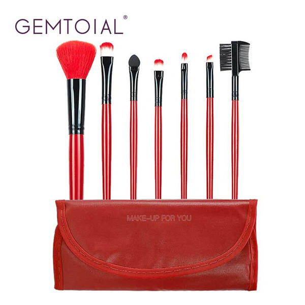 Makeup Brushes Set 7pcs/lot Soft Synthetic Hair Blush Eyeshadow Lips best Make Up Brush set With Leather Case For Beginner Brush makeup tool