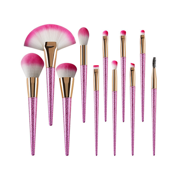 Makeup Brushes -11pcs Brush Set of Professional Eye Concealer Powder Foundation Contour Cosmetic Brushes with Extra Fan-shaped Pink Brush