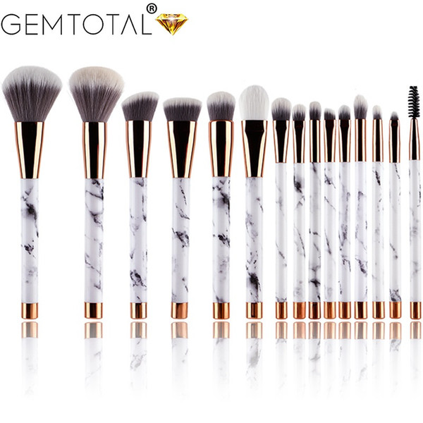 Marble Make up Brushes Set Professional 15Pcs Kits Powder Foundation brush Concealer Eye shadow Lip Blending Make up Brushes