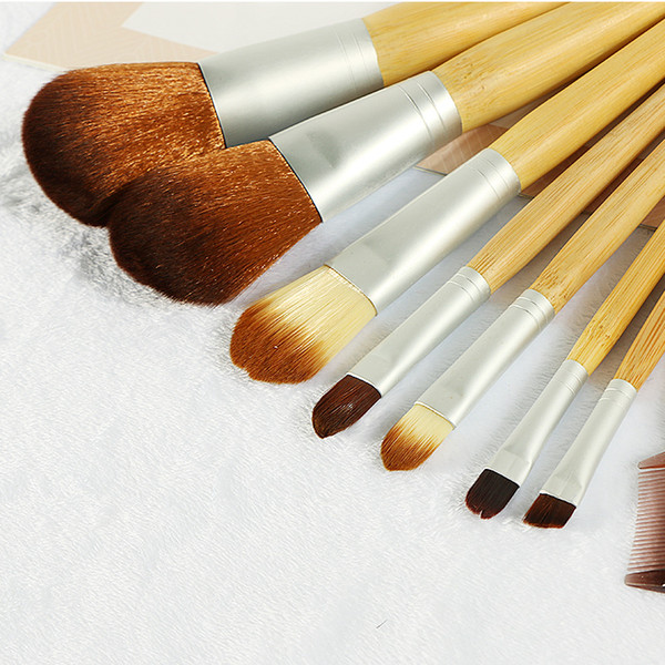 zouyesan Free Shipping 2019 Beauty Tools 8 Brushes Eco Bamboo Handle Brush Nylon Beginner Makeup Brush Set