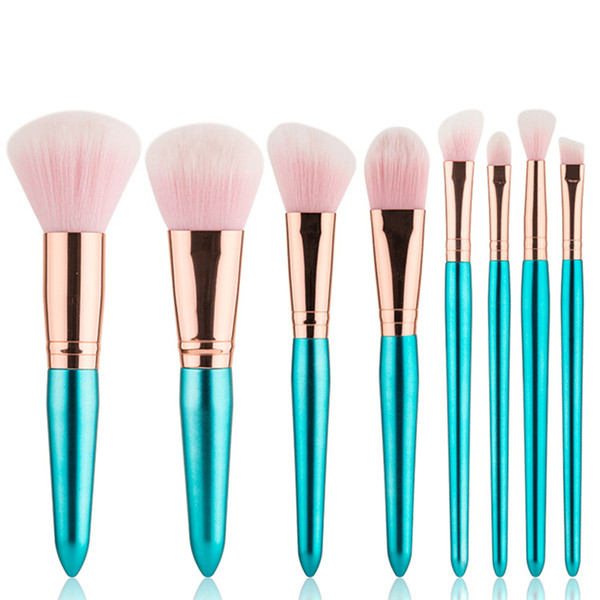 zouyesan Free Shipping 2018 8 sharp bottom chubby pier makeup brush Electroplated plastic handle makeup beauty kit