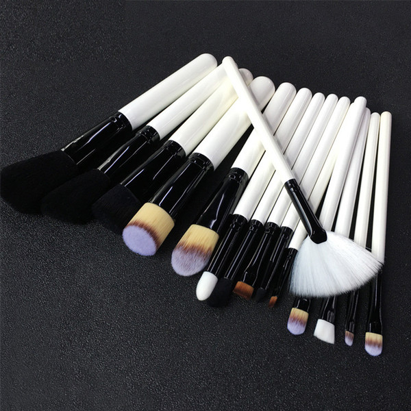 zouyesan free delivery 2018 15 Pearl White Bar Makeup Brush White Handle Black Tube Makeup Brush Beauty Tool Set