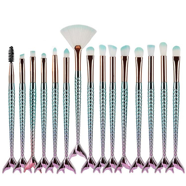 Zouyesan Free Shipping 2018 15 Brush Mermaid Gradient Professional Makeup Brush Makeup Artist Beauty Tools Health & Beauty Wholesale