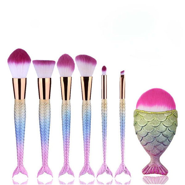 Zouyesan Free Shipping 2018 7 Mermaid Gradient Professional Makeup Brush For Makeup Artist Beauty Makeup Tools Health & Beauty Wholesale