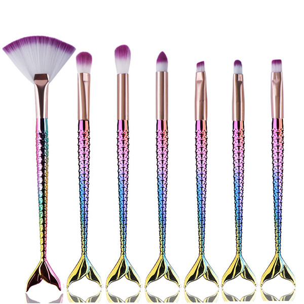 Zouyesan Free Shipping 2018 7 Mermaid Eyeshadow Brush Makeup Brush Beauty Tool Set