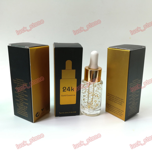 private label 24k essence Gold skin makeup primer by Dropper glass bottle 20ml face cream no logo pack