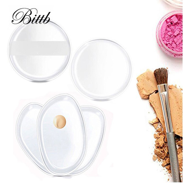 Bittb 1pcs Clear Round Silicone Cosmetic Puff Foundation Liquid BB Cream Silicone Sponge Smooth Face Beauty Makeup Tools