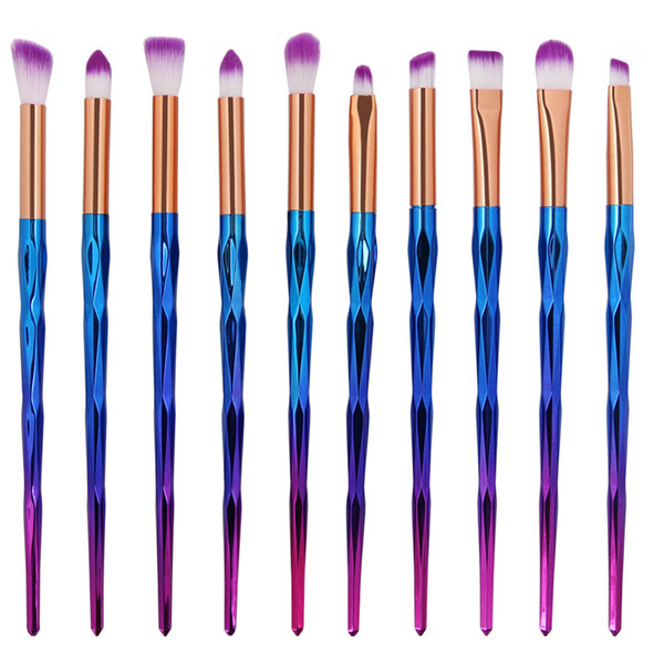 New 10pcs Diamond Multi-color Makeup Brushes Set Powder Foundation Eye Shadow Face Blush Blending Cosmetics Beauty Make Up Brush Tool Kit