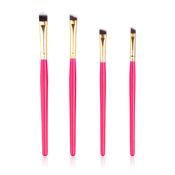 4 pcs professional Rose color wood Handle Eyebrow Makeup brush set Bevel Angled Eye Brow eyeliner blending brush cosmetic makeup tools