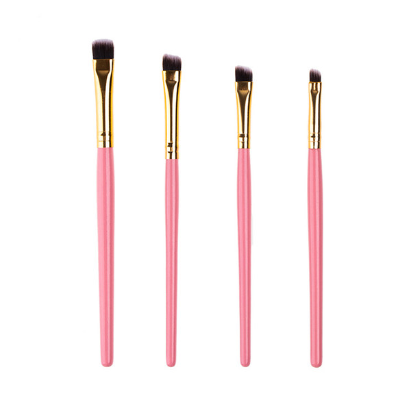 4 pcs professional Pink color wood Handle Eyebrow Makeup brush set soft synthetic hair Bevel Angled Eye Brow brush cosmetic makeup tools