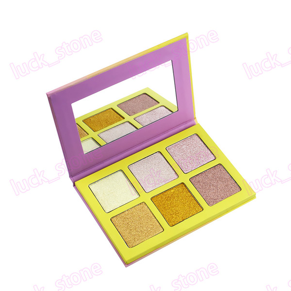 no logo palette 6 color mix for highlighter and eyeshadow makeup powder palette gold Violet accept your logo print