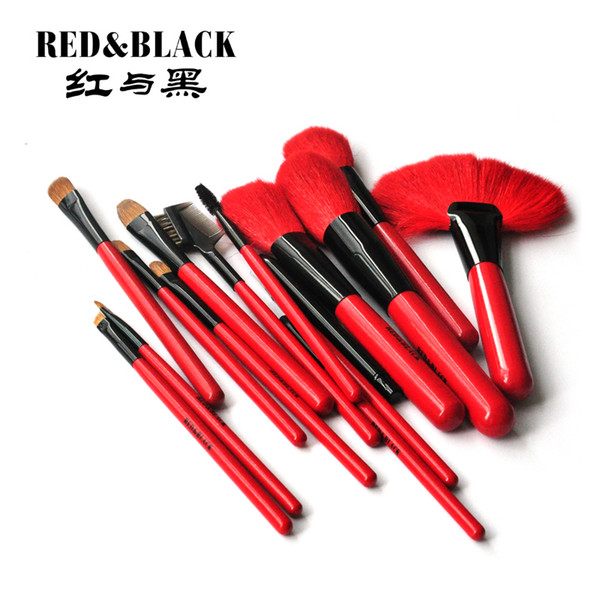 Red&Black 15 Brushes set black bag&red handle Professional Makeup Brushes Cosmetic Makeup tools beauty brushes