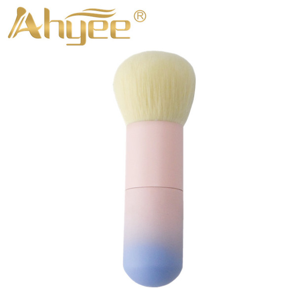 New Fashionable Pink Blue Big Powder Blush Brush Soft Synthetic Hair Wood Handle Cosmetic Brush Makeup For Beauty Essential Tool