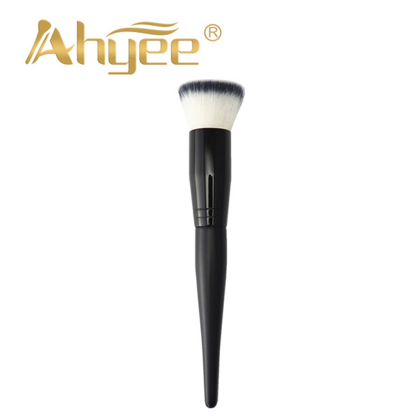 Ahyee New 1PCS Pro Flat Foundation Brush For Face Stippling Brush With Liquid Powder Foundation Black Wood Handle Makeup Brush