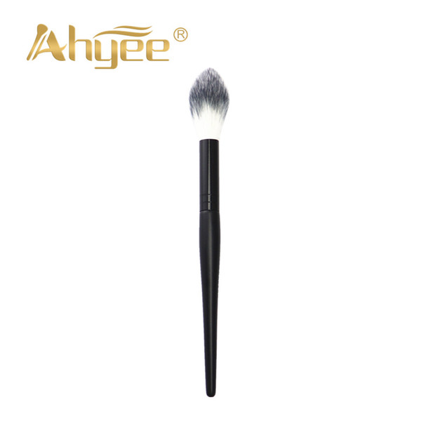 Ahyee New 1 PCS Long Flame Shape Highlighter Brush Black Wood Handle Aluminum Synthetic Hair Foundation Power Makeup Brush Tool