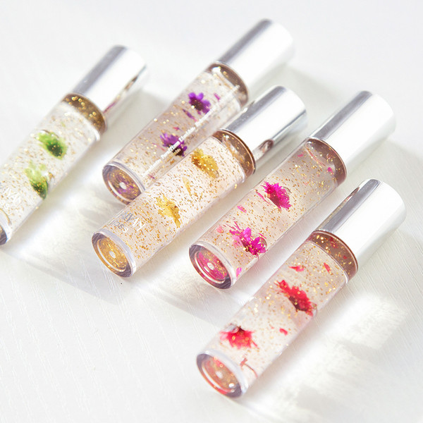 no logo clear lip gloss with 5 colors foil flower temperature color change lipgloss accept your logo print