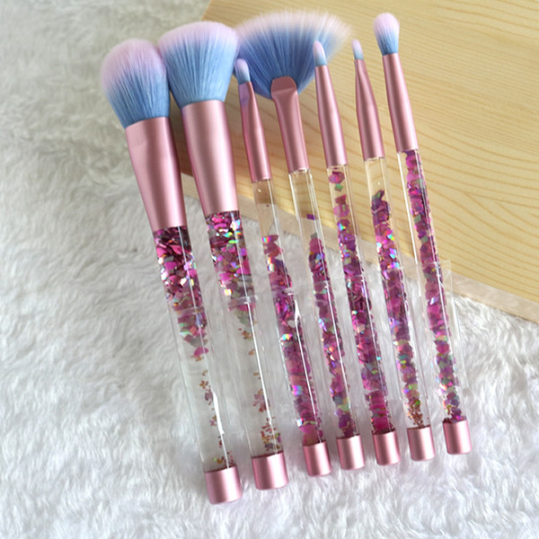 JIEFUXIN New 12/7pcs Liquid Makeup Brush series crystal quicksand Makeup Brushes Set eyeshadow blush brush maquiagem