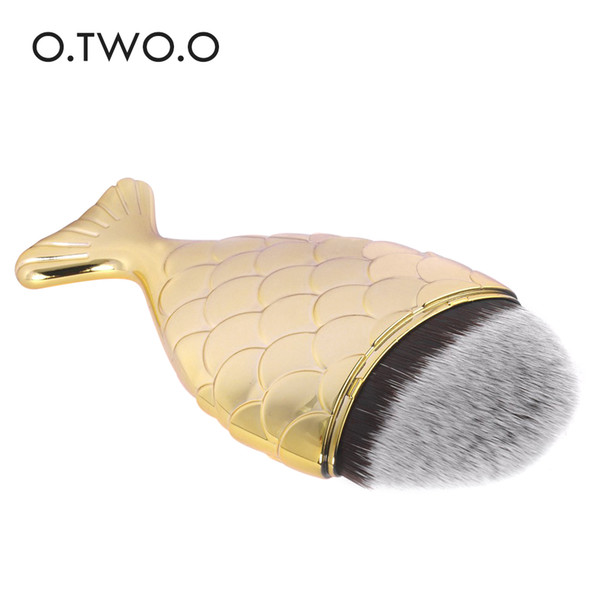 O.TWO.O Gold Color Fishtail Makeup Brush Fish Scale Make up Brush Powder Blush Foundation Cosmetic Brushes Tool 1PC