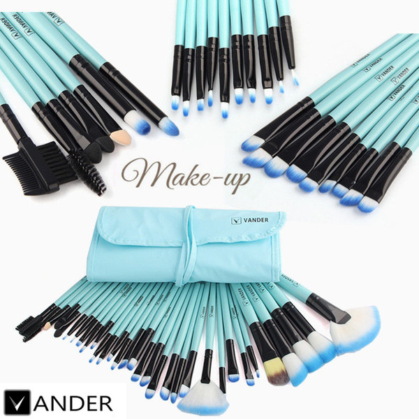 Vander 32pcs Professional Soft Cosmetic Eyebrow Shadow Makeup Brush Set Kit Lip Liner Brushes + Pouch Case USA Stock Free Shipping