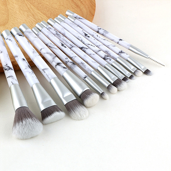 Marble Makeup Brushes 12 Pieces makeup brush set Face Eyeliner Blush Contour Foundation Cosmetic Brushes for Powder Liquid Cream