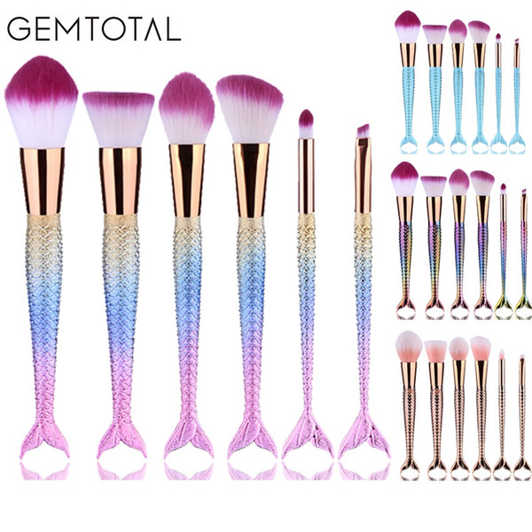 Mermaid Makeup Brushes Foundation Eyebrow Eyeliner Blush Powder Cosmetic Concealer Professional Makeup Brushes Set