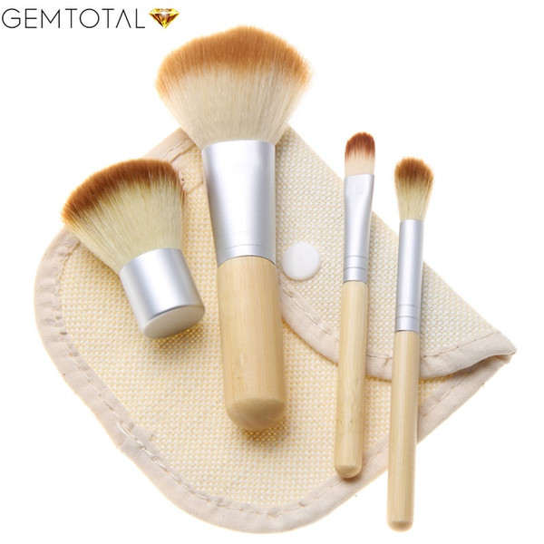 4PCS Bamboo Handle Makeup Brush Set Cosmetics Kit Powder Blush Eco Friendly Make up Brushes styling tools Face care