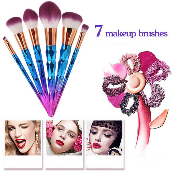 zouyesan Free Shipping 2018 7 Advanced Electroplating Change Stick Makeup Brush Set Specialty Beauty Makeup Brush Beginner Beauty Makeup