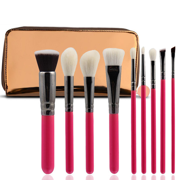 zouyesan Free Shipping 2018 New 9 Copper Wool Makeup Brush Set Animal Brush Beauty Tool Set