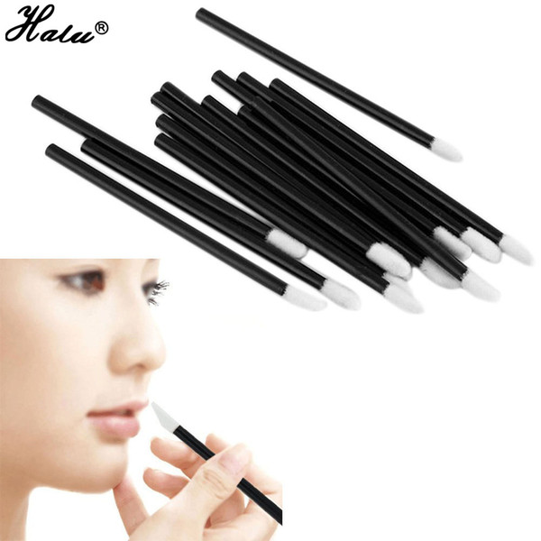 Halu Disposable Beauty MakeUp Lip Brush Lipstick Gloss Wands Applicator Make Up Brushes Tool 50PCS/Lot Black