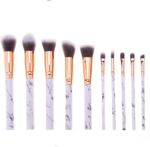 Marbling Handle Makeup Brushes 10Pcs/Set Professional Makeup Brushes ye Shadow Eyebrow Lip Eye Make Up Brush Comestic Tool KKA6798