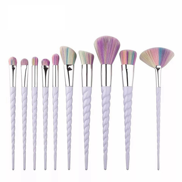 Thread Colorful Makeup Brush Set Foundation Powder Eye Shadow Make Up Brushes Cosmetic Beauty Make Up Tools 10pcs/set RRA679