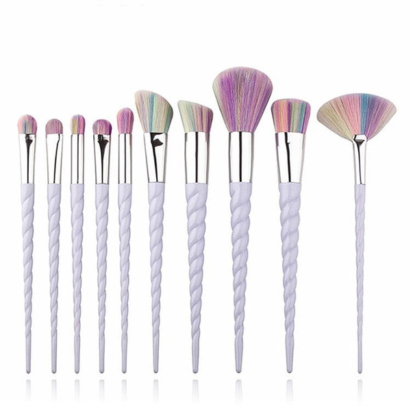 Hot 10 PCS Makeup Brushes The fan unicorn brushes Makeup Tools free shipping top quality Q33