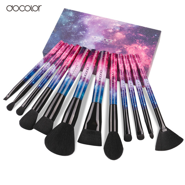 Docolor 12 Pcs Star Professional Makeup Brushes Premium Synthetic Kabuki Makeup Brush Set Foundation Blending Blush Eyeshadow Brushes Tools