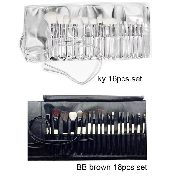 Famous Brand Jenner Silver Tube 16pcs BB Brown 18pcs Set Makeup Brush with bag Makeup Brushes for Valentine's Day Gifts