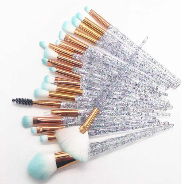 The New 20 pcs/sets unicorn diamond transparent makeup brush set eye brush makeup tool free shipping