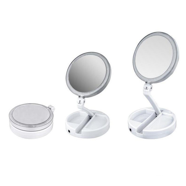 2018 New My Fold Away LED Makeup Mirror Double-sided Rotation Folding USB Lighted Vanity Mirror Touch Screen Portable Tabletop Lamp