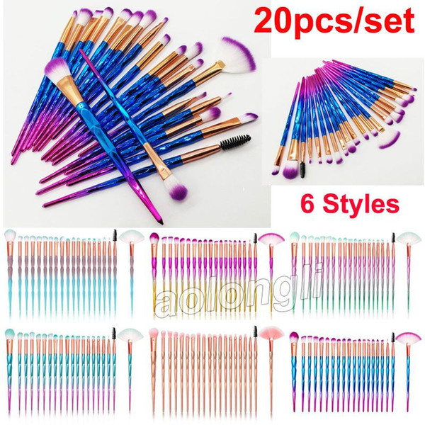 Diamond Makeup Brushes 20pcs Set Powder Brush Kits Face and Eye Brush Puff Batch Colorful Brushes Foundation brushes Beauty Cosmetics by DHL