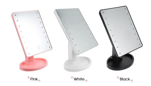 Hot Sale 360 Degree Rotation Touch Screen Makeup Mirror With 16 / 22 Led Lights Professional Vanity Mirror Table Desktop Make Up Mirror