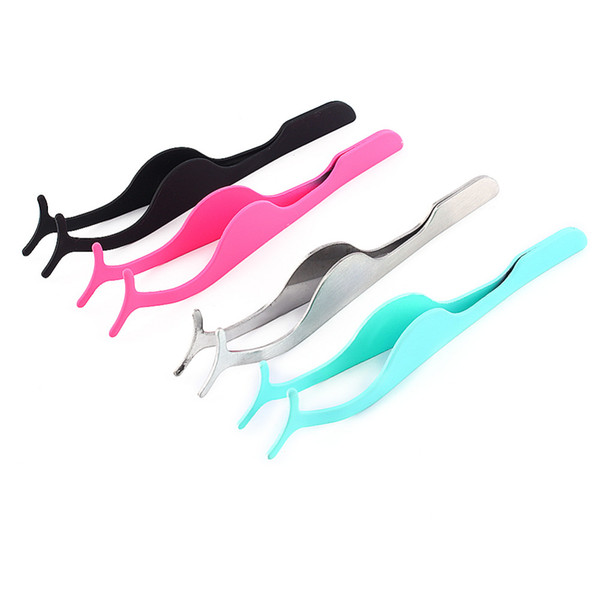 Stainless Steel False Eyelash Fake Eye Lash Tweezers Applicator Clip Makeup Tool Beauty Multi-colors for Choose