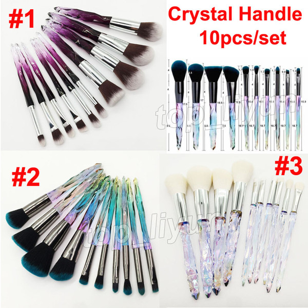 New Crystal Makeup Brushes 10pcs/set Diamond Crystal Handle Brush Eyeshadow brushes kit Face Foundation Powder Concealer Cosmetics Brush