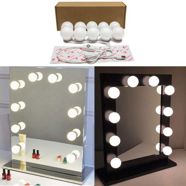 Hollywood Style Vanity Mirror Lights Makeup Vanity Light Kit with 10 Cosmetic Dressing Bulb USB Power Supply in Dressing Room