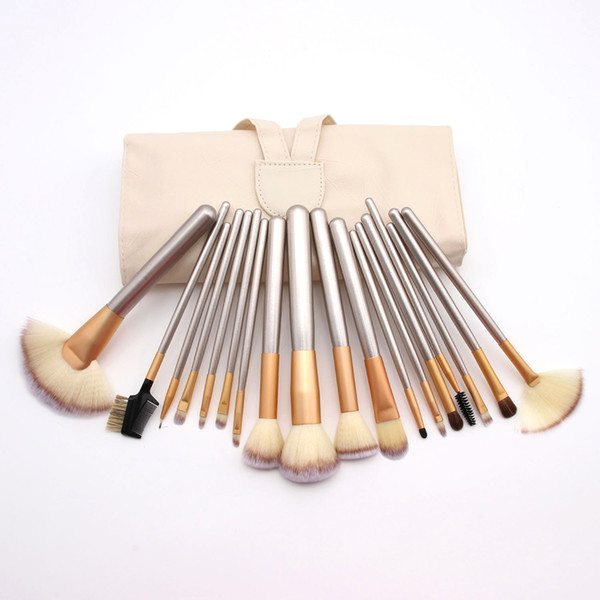 18pcs/set Professional Makeup Brushes Champagne Gold Wood Handle Luxury Make Up Brushes Set Beauty Maker Pincel maquiagem Tools