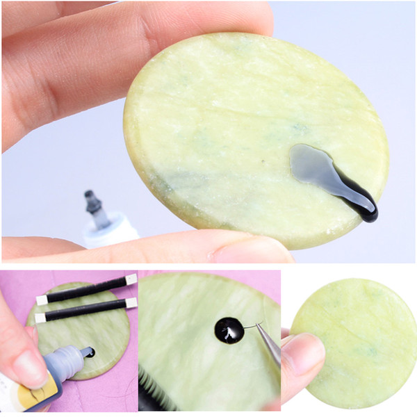 Round Jade Stone Eyelash Extension Glue Adhesive Pallet Stand Holder Fake Eye lash Makeup Tool 1pcs High Quality M03065