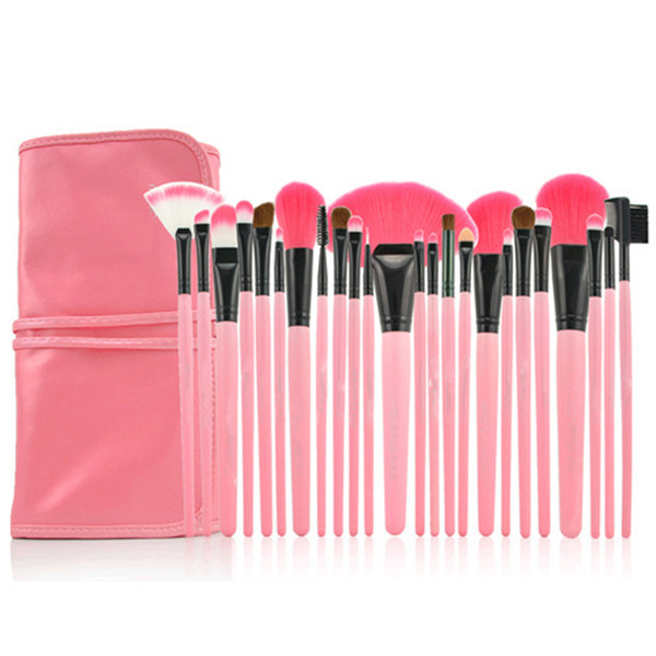 24Pcs Professional Makeup Brushes make up Cosmetic Brush Set Kit Tool + Roll Up Case free shipping A-0315