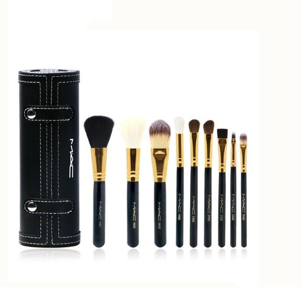 In stock Macs 9 PCS Makeup M Brush Set+Cup Holder Professional 9 pcs Makeup Brushes Set Cosmetic Brushes With Cylinder MC Cup Holde