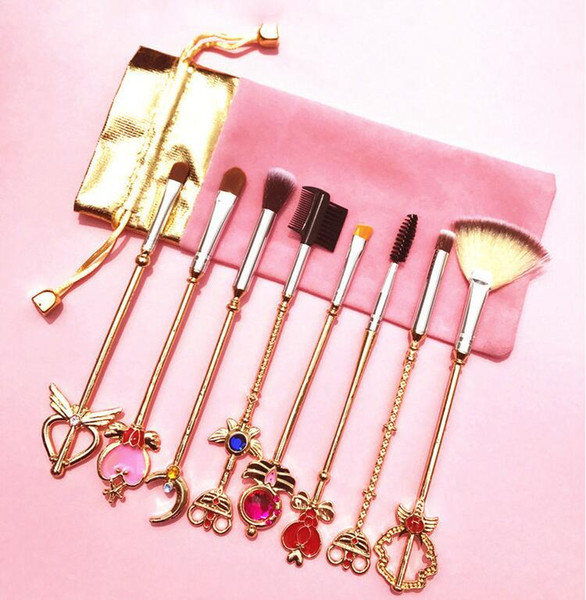 Sailor Moon 8pcs Makeup Brushes Cardcaptor Sakura Professional MakeUp Brushes Eyeshadow Foundation Blush Cosmetic Brush Set Kit Tool