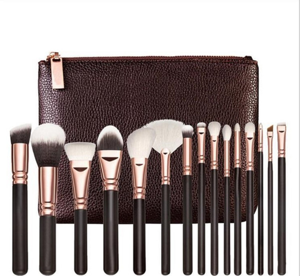 Brand Best quality 15PCS/Set Brush With PU Bag Makeup Brush Professional Brush For Powder Foundation Blush Eyeshadow Eyeliner Blending Penci